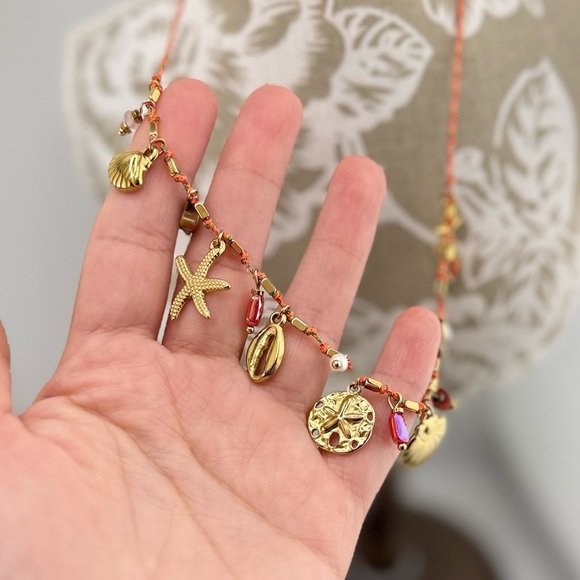 Gold Charm Necklace – Natural Pearls, Crystals, and Shells - Picture 12 of 14